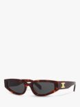 Celine CL000413 Women's Triomphe Rectangle Sunglasses, Tortoiseshell/Grey