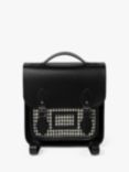 Cambridge Satchel Small Portrait Leather Backpack, Black Celtic Grain/Harris Tweed Tartan