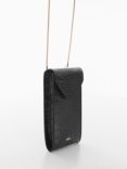 Mango Leonor Croc Mobile Phone Bag, Black