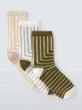 John Lewis Deco Stripe Cotton Mix Ankle Socks, Pack of 3, Natural/Multi