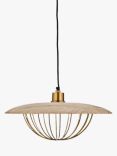 Nkuku Chakai Wood & Brass Pendant Ceiling Light, Natural