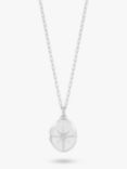 Dower & Hall Diamond Starburst Oval Locket on Textured Milli-Grain Chain, Silver