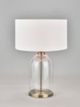 Pacific Cloche Glass Base Table Lamp, Clear/Antique Brass