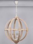 Pacific Javier Wooden Pendant Ceiling Light, White Wash