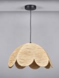 Pacific Petal Black Raffia Pendant Ceiling Light, Natural