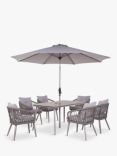 LG Outdoor Sarasota 4-Seater Rectangular Garden Dining Table & Chairs Set with Parasol, Natural