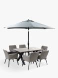 LG Outdoor Java 6-Seater Rectangular Garden Dining Set & Parasol, Grey