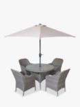 LG Outdoor Monte Carlo 4-Seater Round Garden Dining Table & Chairs Set with Parasol