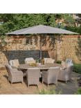 LG Outdoor St Tropez 8-Seater Oval Garden Dining Table & Chairs Set with Parasol