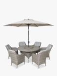 LG Outdoor St Tropez 6-Seater Round Garden Dining Table & Chairs Set with Parasol