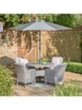 LG Outdoor St Tropez 4-Seater Round Garden Dining Table & Chairs Set with Parasol, Stone