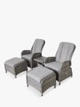 LG Outdoor St Tropez 2-Seater Reclining Garden Chairs with Footstools & Side Table Set, Stone