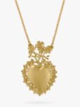 Alex Monroe Heart Rose Pendant Necklace, Gold