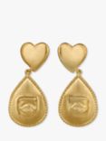 Alex Monroe Bewitched Heart Teardrop Earrings, Gold