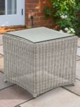 KETTLER Palma Glass Top Square Garden Side Table, White Wash