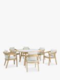 KETTLER Kubu 6-Seater Round Garden Dining Table & Chairs Set, FSC-Certified (Teak Wood), Natural/White