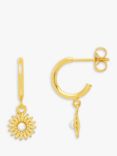 Estella Bartlett Wonderful Mum Flower Drop Hoop Earrings, Gold