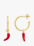 Estella Bartlett Chilli Hoop Earrings, Gold/Red