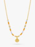 Estella Bartlett Miyuki Coin Pendant Beaded Necklace, Gold/Multi