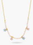 Estella Bartlett Pearl Flower Miyuki Necklace, Gold/Multi