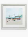 John Lewis EL Cacho 'Three Boats' Framed Print & Mount, 45 x 45cm, Blue/Multi