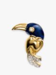 Eclectica Vintage Cabouchon 22ct Gold Plated Swarovski Crystal Toucan Brooch, Dated Circa 1980's, Blue/Multi