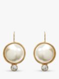 Eclectica Vintage 18ct Gold Plated Statement Pearl Swarovski Crystal Earrings, Cream