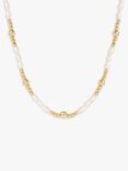 LARNAUTI Annecy Freshwater Pearl Beaded Necklace, Gold/White