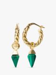 LARNAUTI Annecy Malachite Pyramid Charm Rope Hoop Earrings, Gold/Green