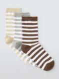 John Lewis Striped Ankle Socks, Pack of 3, Natural/Multi