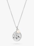 Claudia Bradby Bee Coin and Pearl Pendant Necklace, Silver
