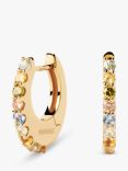 PDPAOLA Rainbow Cubic Zirconia Huggie Hoop Earrings, Gold/Multi