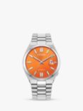 Citizen TSUYOSA Unisex Automatic Sunray Dial Bracelet Strap Watch, Silver/Orange