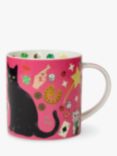 Karen Mabon Lucky Cats Bone China Mug, 310ml, Pink/Multi