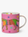 Karen Mabon Leopard Bone China Mug, 310ml, Pink/Multi