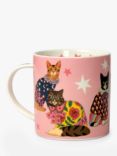 Karen Mabon Cats Bone China Mug, 310ml, Pink/Multi