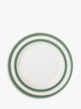 Cornishware Striped Dinner Plate, 28cm, Willow Green/White