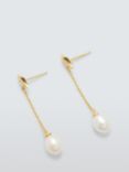 Lido Oval Freshwater Pearl and Cubic Zirconia Bar Drop Earrings