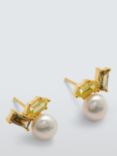 Lido Freshwater Pearl Hexagon and Baguette Cubic Zirconia Stud Earrings