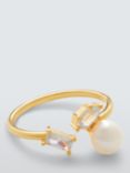 Lido Freshwater Pearl & Cubic Zirconia Cocktail Ring, Gold/White