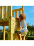TP Skywood Wooden Climbing Frame with Two Towers, Sky Bridge, Double Swing and Slide