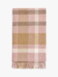 Bronte by Moon Contemporary Check British Wool Throw, Pink/Camel