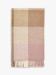 Bronte by Moon Block Check British Wool Throw, Pink/Camel