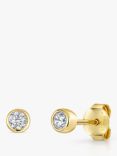 Jools by Jenny Brown 3mm Cubic Zirconia Rubover Stud Earrings, Gold