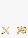 Jools by Jenny Brown Cubic Zirconia Cross Stud Earrings, Gold