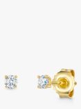 Jools by Jenny Brown 3mm Round Cubic Zirconia Stud Earrings, Gold
