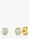 Jools by Jenny Brown 5mm Cubic Zirconia Rubover Stud Earrings, Gold