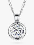 Jools by Jenny Brown 6mm Cubic Zirconia Rubover Pendant Necklace, Silver