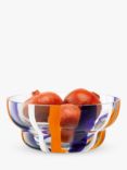 LSA International Folk Decorative Glass Bowl, 23.8cm, Blue/Orange