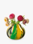 LSA International Folk Small Glass Vase, H11cm, Green/Yellow